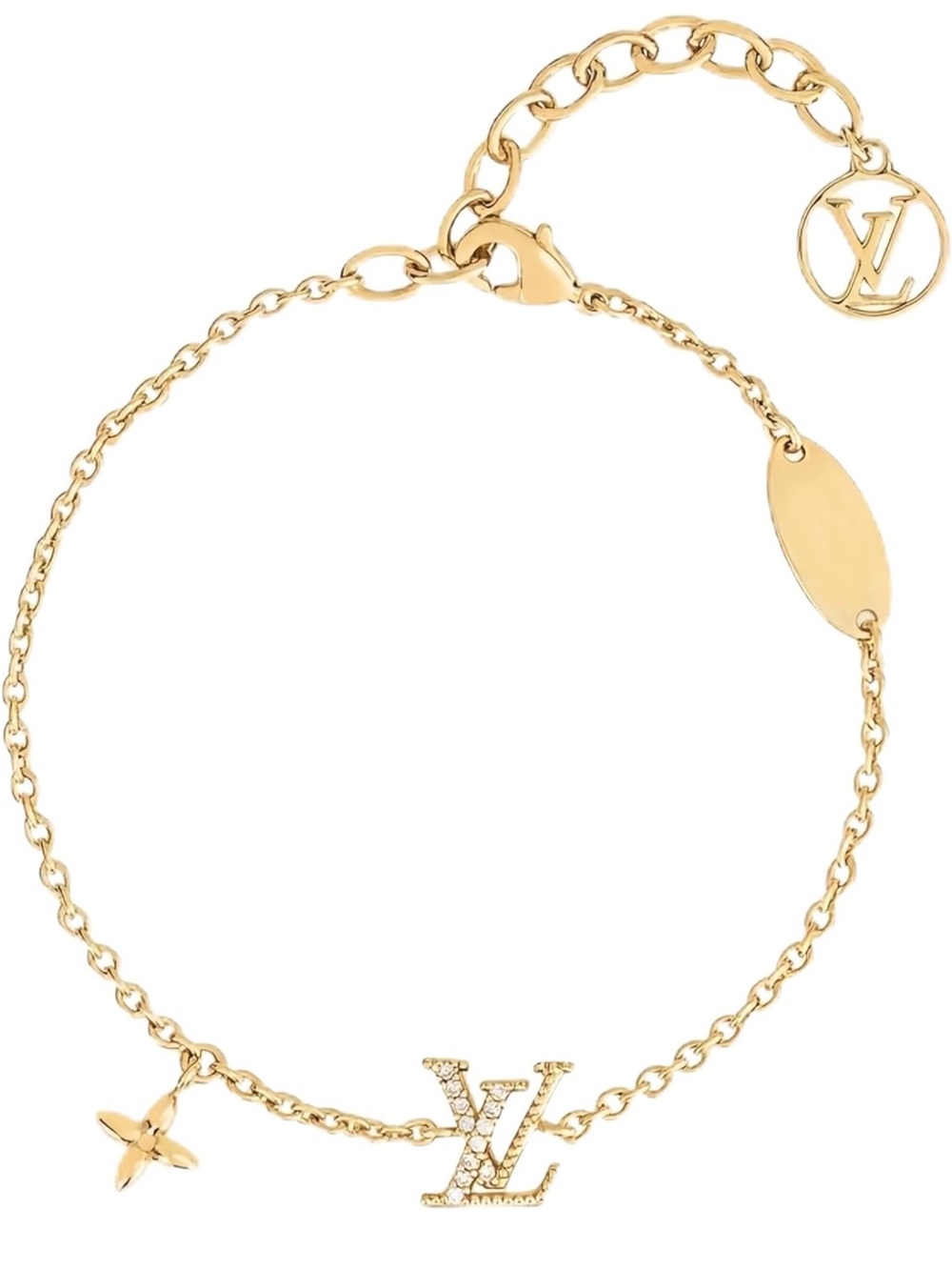 NWOT- LV Crystal Charm Chain Bracelet